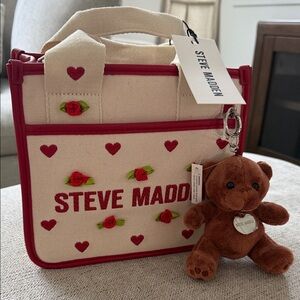 Steve Madden bwebber rosette with Teddy Charm satchel